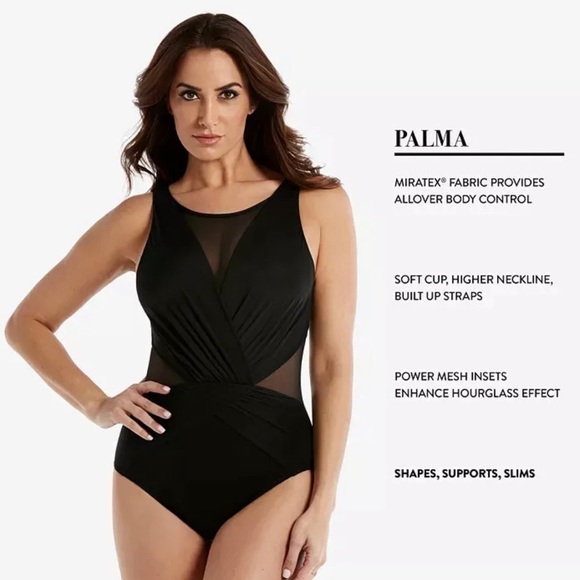 Miracle-suit Women’s Illusionists Palma Mesh One-Piece Swimsuit Black 12 $195